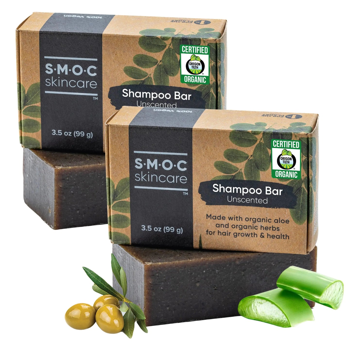 Certified Organic Shampoo Bars 2 - Pack - Deeply Moisturizing Gentle Cleanser for Dry to Normal Hair - with Moringa & Rosemary for Hair Growth - Only Organic Food - Grade Ingredients (2) - Regenerative Marketplace