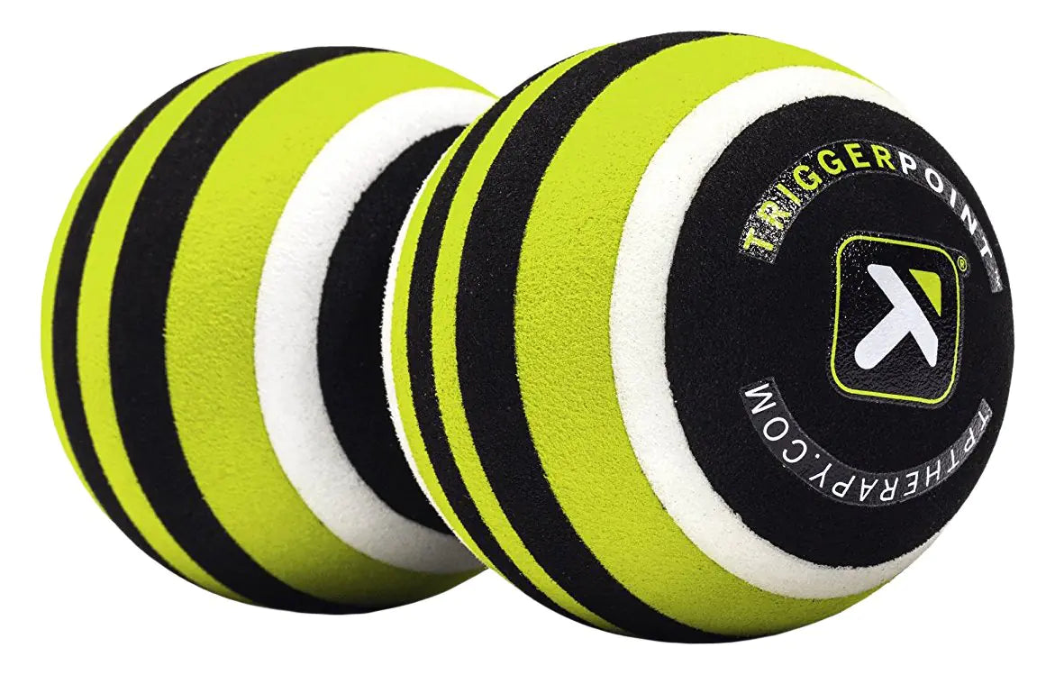 TRIGGERPOINT MB2 Double Massage Ball Adjustable Length Back Foam Roller Black and Lime 9.5 Inch/24 cm