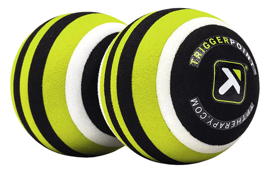 TRIGGERPOINT MB2 Double Massage Ball Adjustable Length Back Foam Roller Black and Lime 9.5 Inch/24 cm