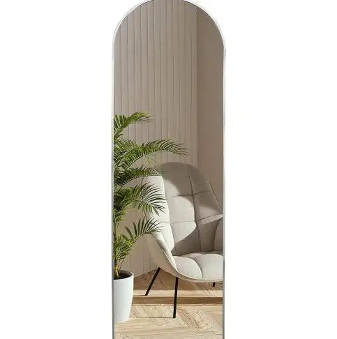 Silver 63x20 Inch Metal Arched Brace Full-length Mirror