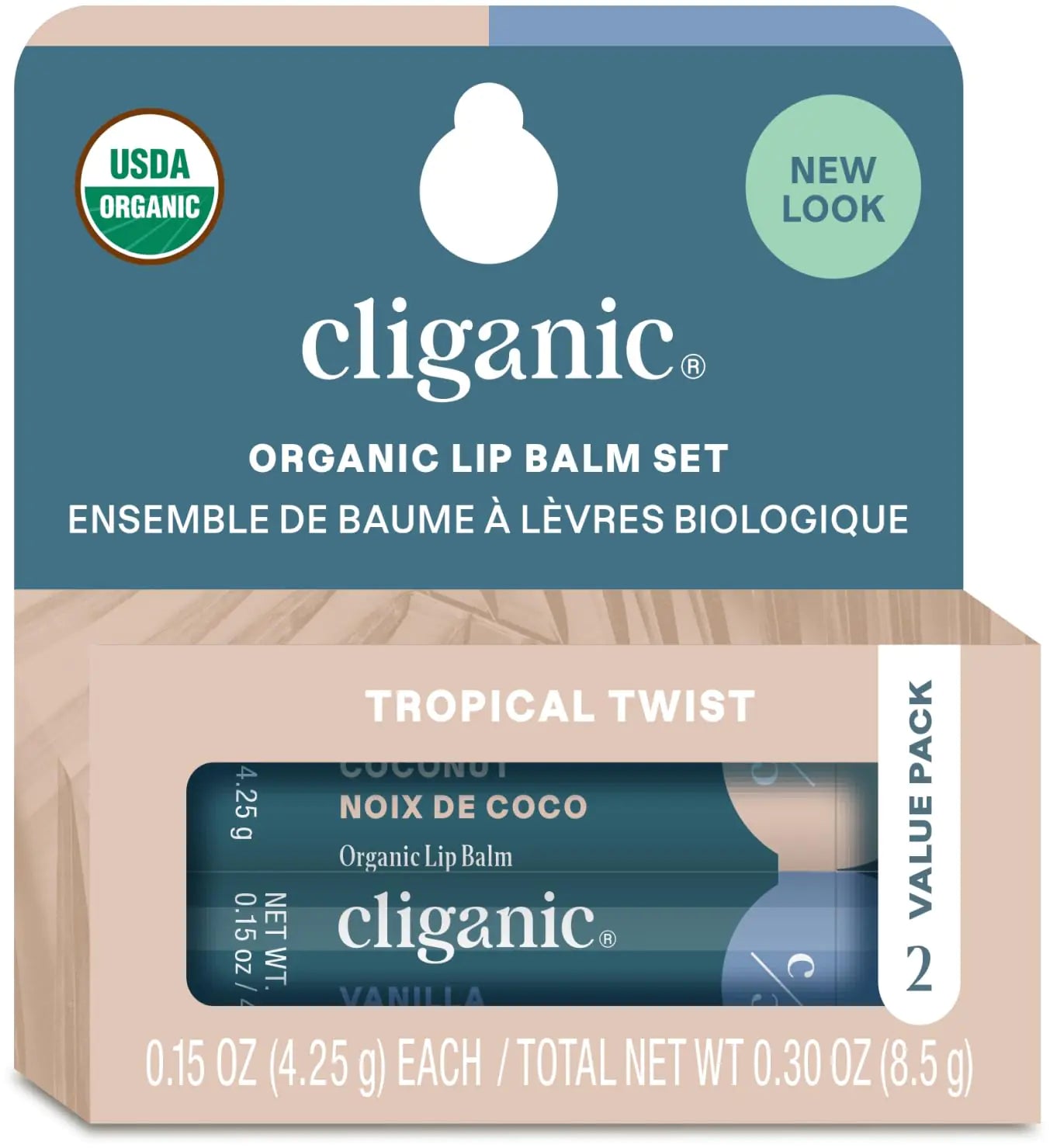 Cliganic Organic Lip Balm 2 Pack - Tropical Twist - Regenerative Marketplace