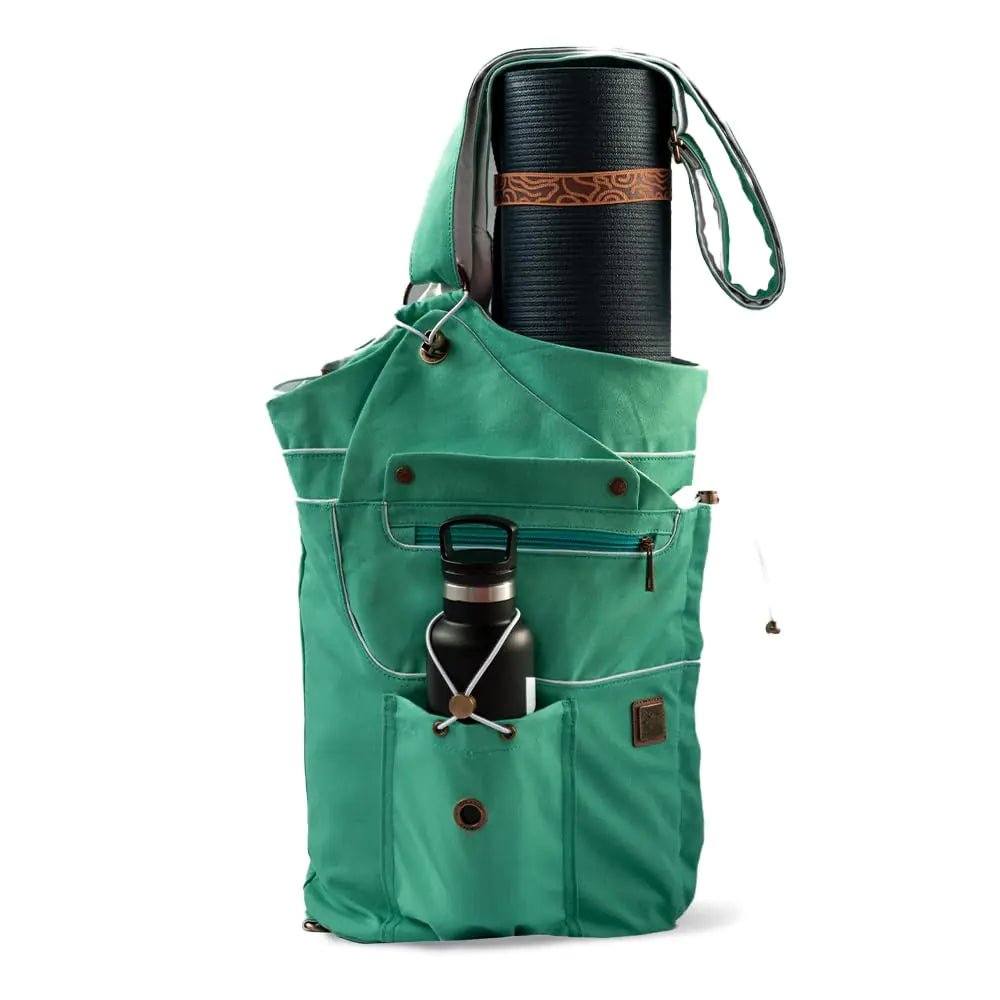 WRASCO Yoga Mat Bag | Large Canvas Yoga Bag and Carrier Fits All Your Yoga Accessories | Yoga Backpack Yoga Mat Carrier Yoga Gift | Color Emerald - Regenerative Marketplace