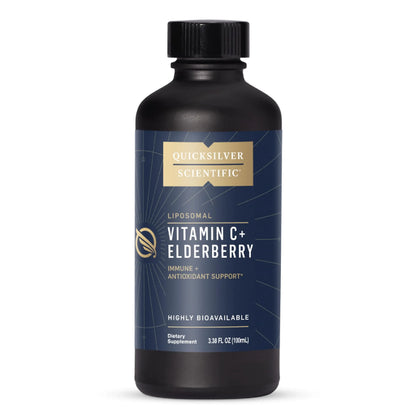 Quicksilver Scientific Liposomal Vitamin C + Elderberry - Liposomal Vitamin C 1000mg with Superior Absorption Technology & Tocotrienols - Antioxidant & Immune Support Tonic (100ml) - Regenerative Marketplace