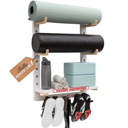 Yoga Mat Holder Wall Mount - Fully Customizable Yoga Mat Storage Rack Home Gym Organizer Shelf - Yoga Mat Wall Holder Wood Yoga Mat Organizer as Peloton Shelf Yoga Decor or Yoga Gifts for Women Men - Regenerative Marketplace