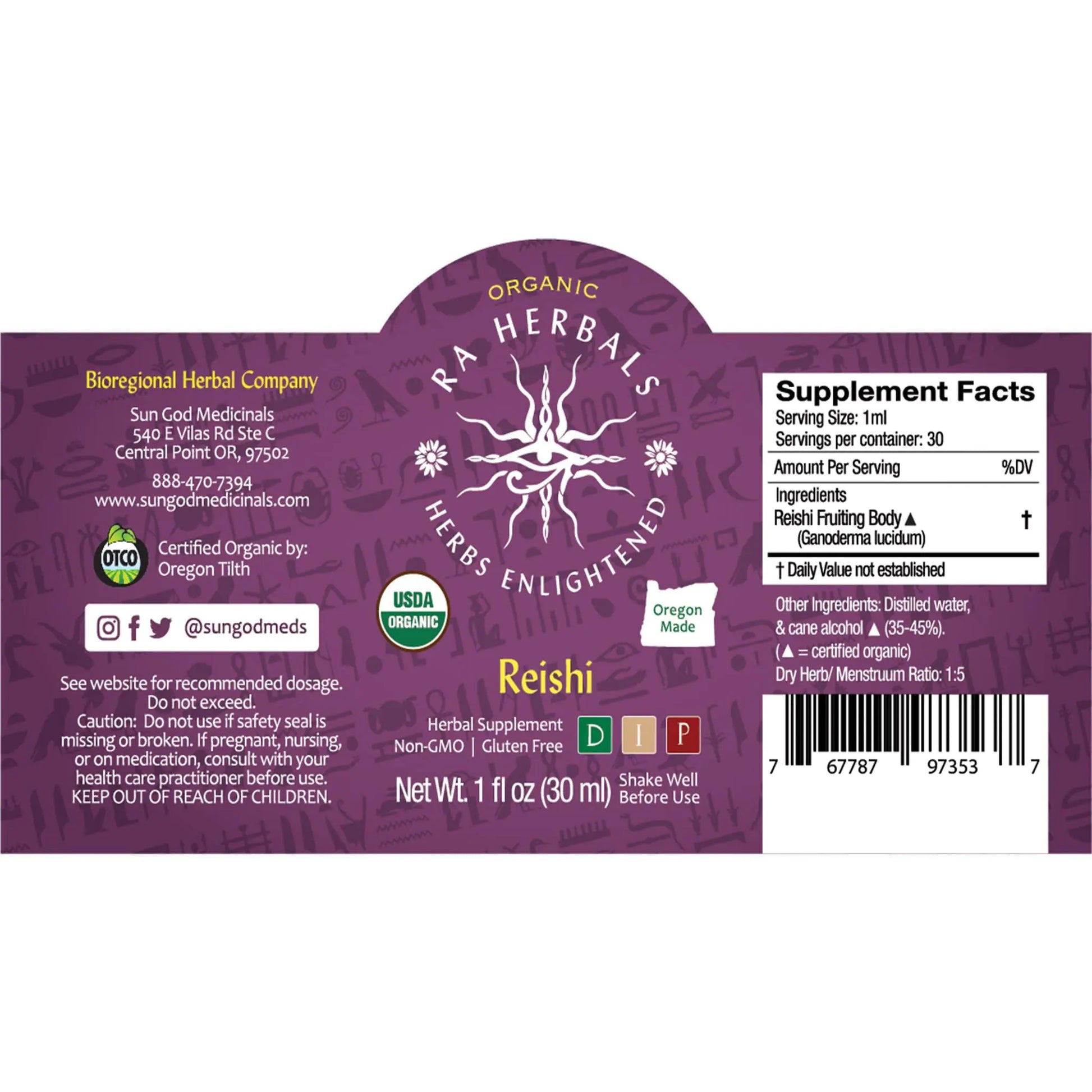 Ra Herbals Certified Organic Reishi Tincture - Regenerative Marketplace