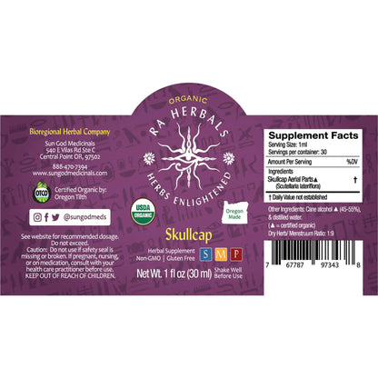 Ra Herbals Certified Organic Skullcap Tincture - Regenerative Marketplace