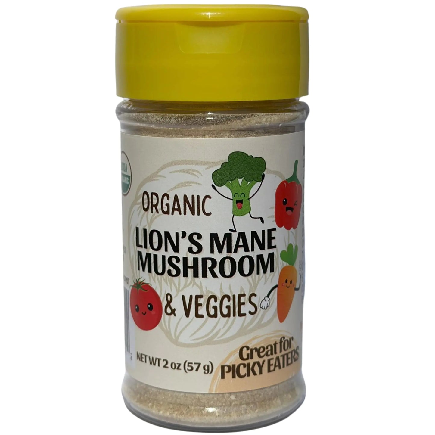 Lions Grove Farm | Organic Lions Mane Mushroom and Veggies | USA Grown Organic Lions Mane Mushroom Powder | Fruiting Body Only | Vegetable Powder for Kids and Picky Eaters | 2 Oz - Regenerative Marketplace