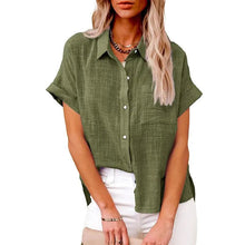 Women's Fashion Casual Cotton Linen Pocket Short - sleeved Shirt - Regenerative Marketplace