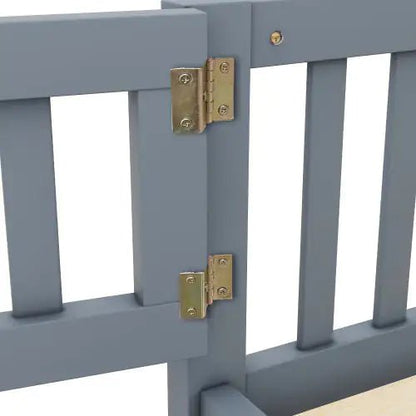 Twin Size Bed Floor Bed With Safety Guardrails And Door For Kids, Gray - Regenerative Marketplace