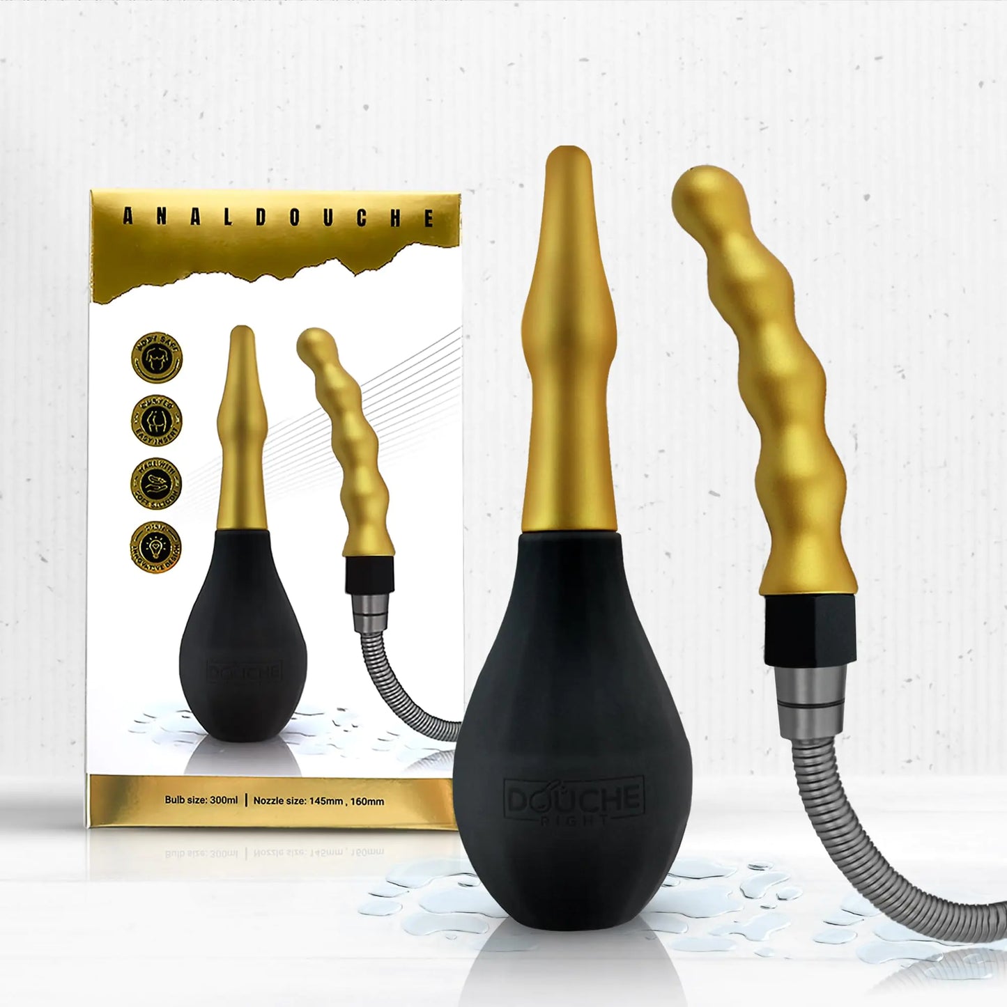 2 - in - 1 Enema Douche Soft Silicone - Minimize Backflow Function Valve - Interchangeable Heads Standard Anal Douche and Shower Douche - Regenerative Marketplace