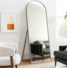Silver 63x20 Inch Metal Arched Brace Full - length Mirror - Regenerative Marketplace