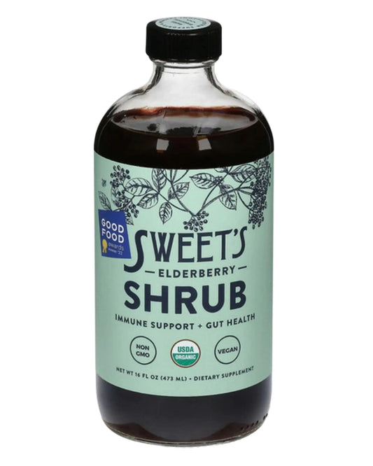 Sweets Elderberry Organic Shrub | USDA Organic | Digestive & Immune Support | Versatile Drinking Vinegar | Mocktail Mixer | 16 oz Recyclable Bottle - Regenerative Marketplace