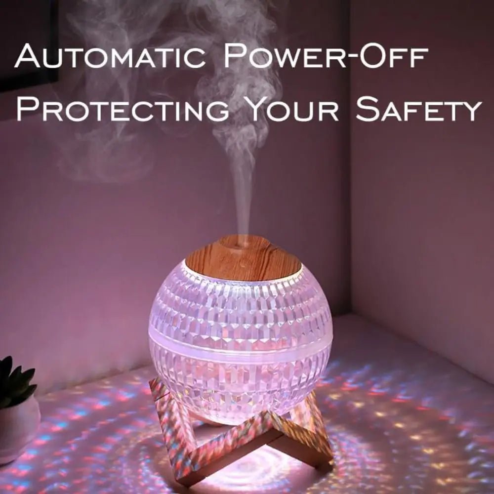 Crystal LED Aromatherapy Essential Oil Diffuser with Wooden Stand - Regenerative Marketplace