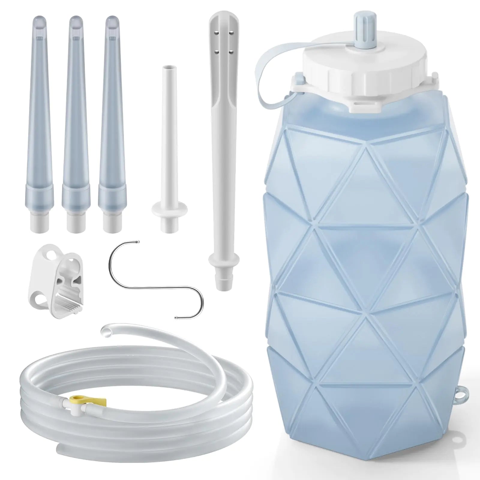 Smokitcen Collapsible Silicone Enema Bag Bottle Kit with 5.3ft Enima Hose 5 Enema Tips Controllable Flow Valve 1.2 L Capacity Silicone Enama kit for Coffee and Water Colon Cleanse - Regenerative Marketplace