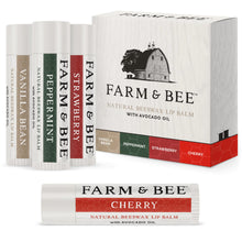 Natural Lip Balm – Variety Pack - Organic & Natural Ingredients - Beeswax Based Lip Care Chapstick - Great Gift - Farm & Bee - 0.15oz (Pack of 4 - Vanilla Bean/Peppermint/Strawberry/Cherry) - Regenerative Marketplace