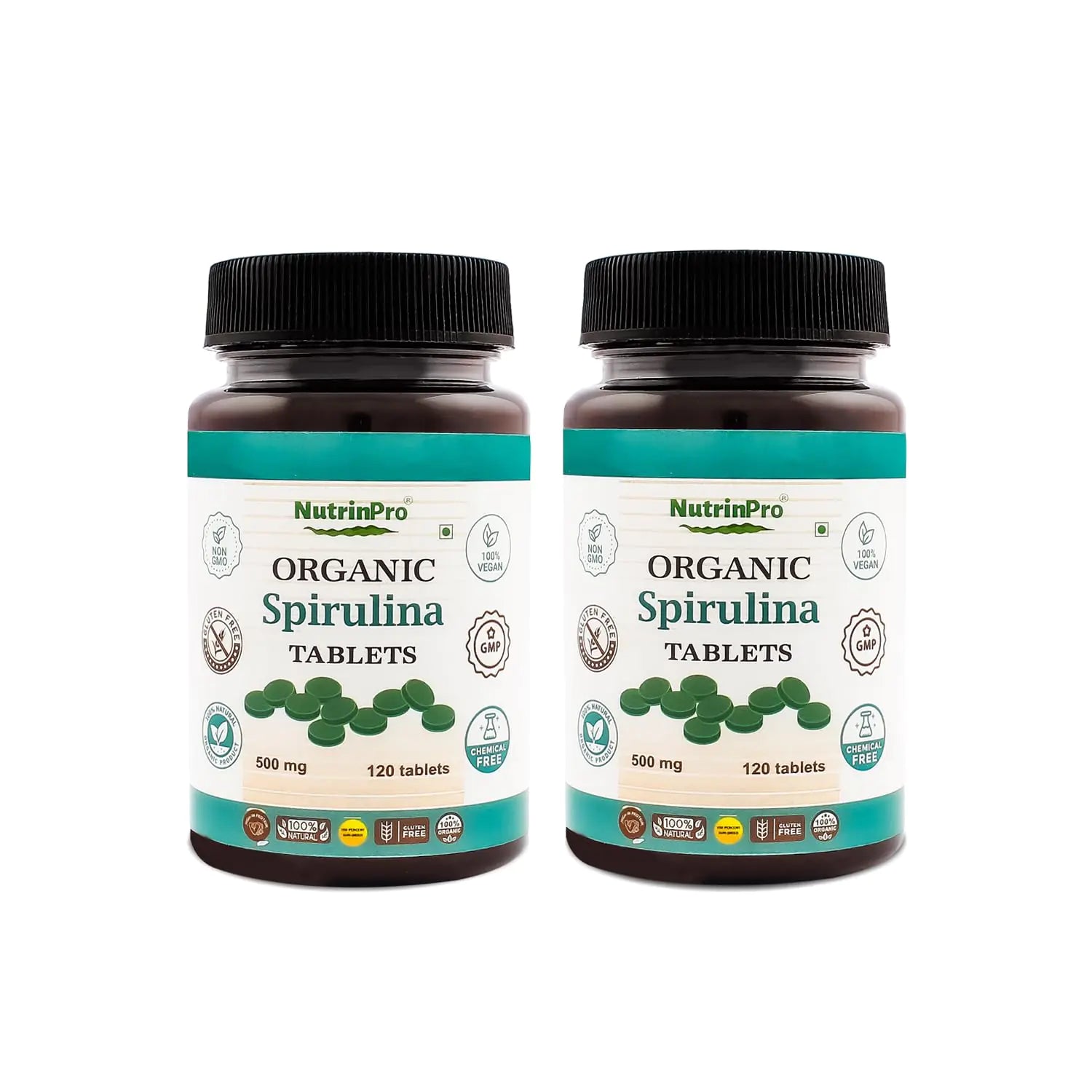 NUTRINPRO Two Pack USDA Organic Spirulina Tablets - 100% Pure Vegan Non - GMO Gluten Free Chemical Free (240) - Regenerative Marketplace