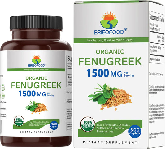Brieofood Organic Fenugreek 1500mg 150 Servings Vegetarian Gluten Free 300 Vegetarian Tablets - Regenerative Marketplace