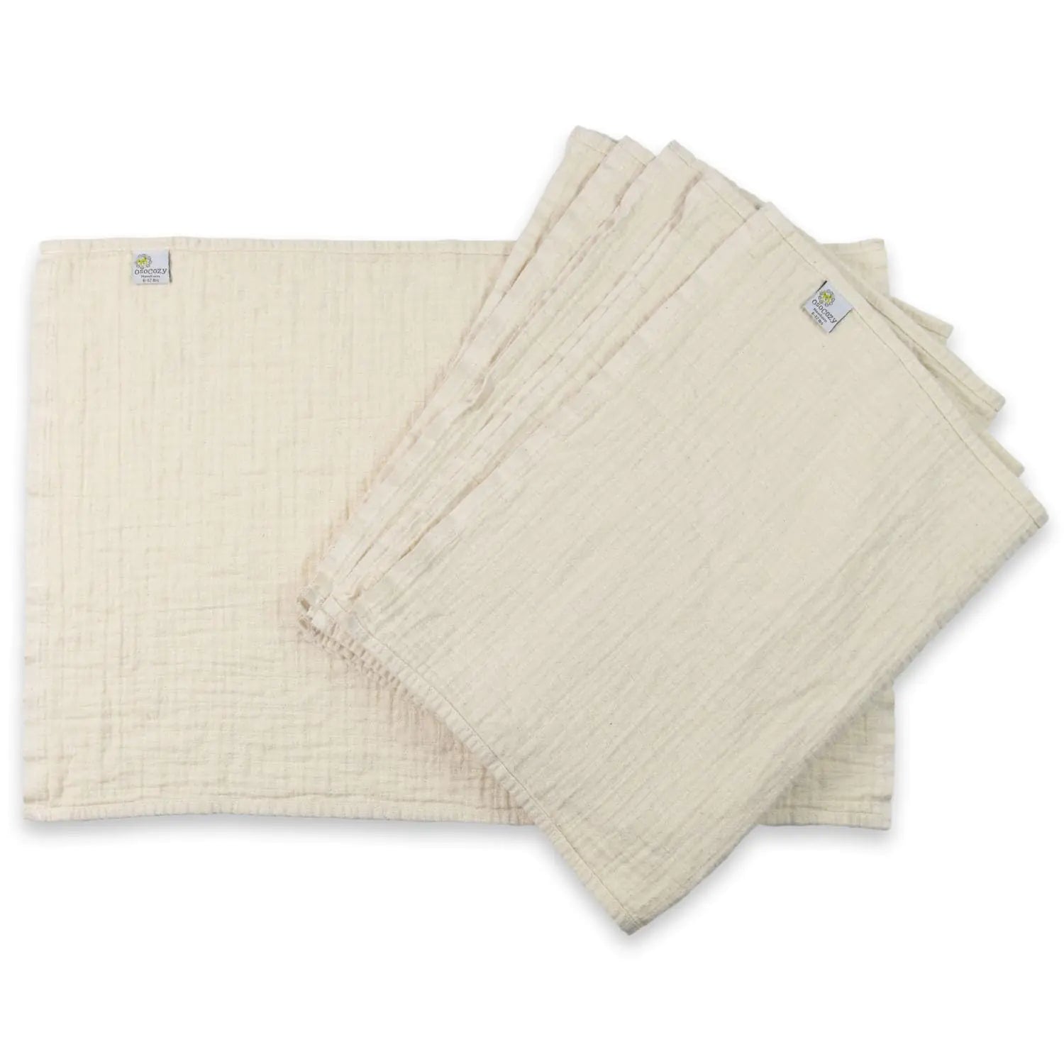 OsoCozy Organic Muslin Flat Cloth Diapers - Made of Ecologically Friendly Soft Absorbent Double Layered 100% Organic Cotton. 6 Pack. Newborn Fits 6 - 12 Pounds. - Regenerative Marketplace