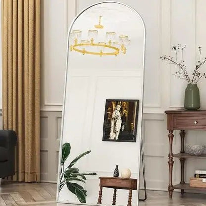 Silver 63x20 Inch Metal Arched Brace Full - length Mirror - Regenerative Marketplace