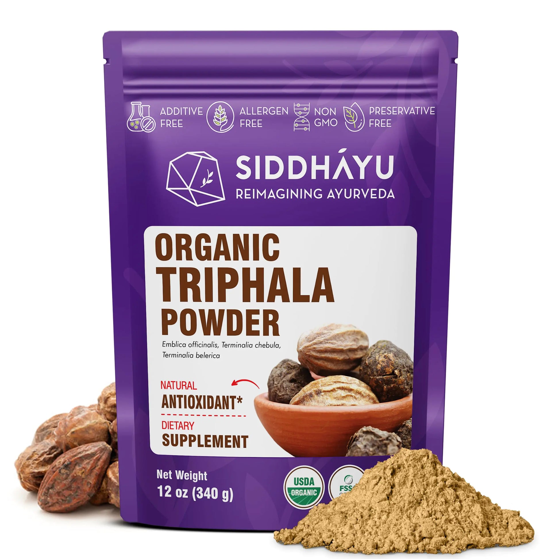 SIDDHAYU Organic Triphala Powder - 12 oz (Pack of 1) - Regenerative Marketplace