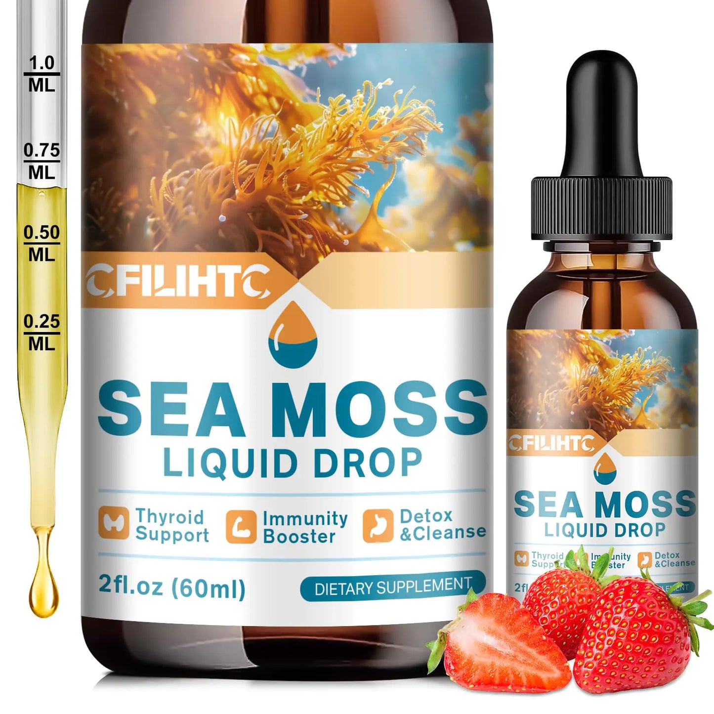 Sea Moss Liquid Drops Supplement Irish Sea Moss with Soursop Black Elderberry Ashwagandha Burdock Root - Multivitamins Seamoss Liquid Drops Support Antioxidant Immune Skin Gut Health 2 Fl Oz - Regenerative Marketplace