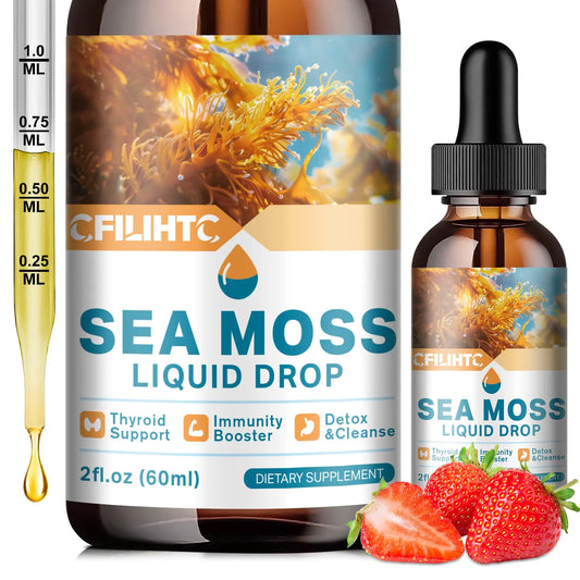 Sea Moss Liquid Drops Supplement Irish Sea Moss with Soursop Black Elderberry Ashwagandha Burdock Root - Multivitamins Seamoss Liquid Drops Support Antioxidant Immune Skin Gut Health 2 Fl Oz - Regenerative Marketplace