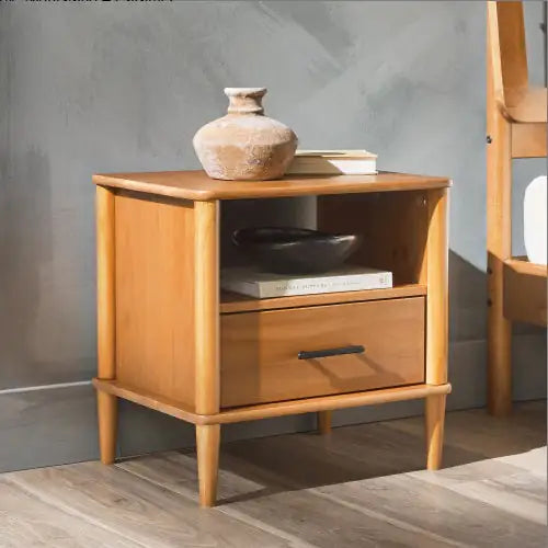 Transitional Solid Wood Spindle Nightstand Caramel