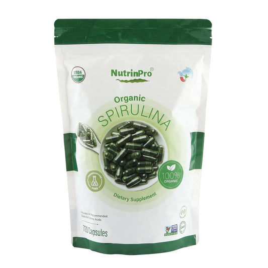 NUTRINPRO USDA Organic Spirulina Capsules - 100% Pure Vegan Supplement Non - GMO Gluten - Free Chemical - Free (720) - Regenerative Marketplace