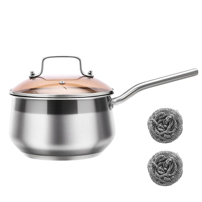 WANGYUANJI Non - Stick Stainless Steel Saucepan With Lid, 2.85QT Small Soup Pot For All Stoves, Oven Save, Dishwasher Safe - Regenerative Marketplace