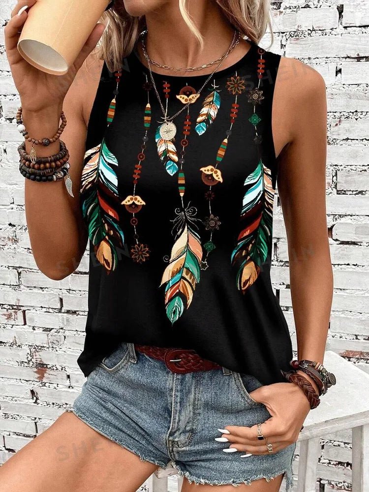 Outdoor Street Fashion Women's Sleeveless T-shirt Summer Casual Daily Crew Neck Tank Top Leopard Print Women's Elegant Tank Top - Regenerative Marketplace