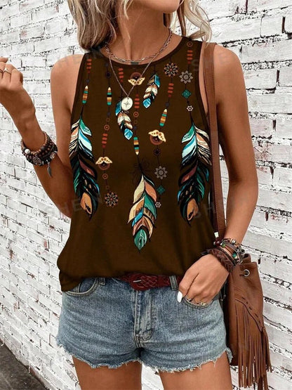 Outdoor Street Fashion Women's Sleeveless T-shirt Summer Casual Daily Crew Neck Tank Top Leopard Print Women's Elegant Tank Top - Regenerative Marketplace
