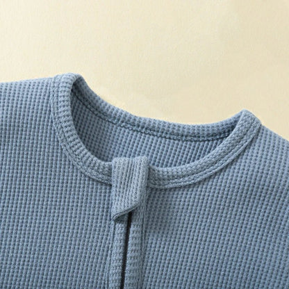 Organic Cotton Baby Rompers Waffle 100% Cotton Infant Boys Girls Jumpsuit Zipper Footed Solid Long - Sleeve Pajamas Sleepsuits - Regenerative Marketplace