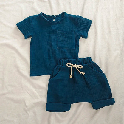 Organic Cotton Baby Clothes Set Summer Casual Tops Shorts For Boys Girls Set Unisex Toddlers 2 Pieces Kids Baby Outifs Clothing - Regenerative Marketplace