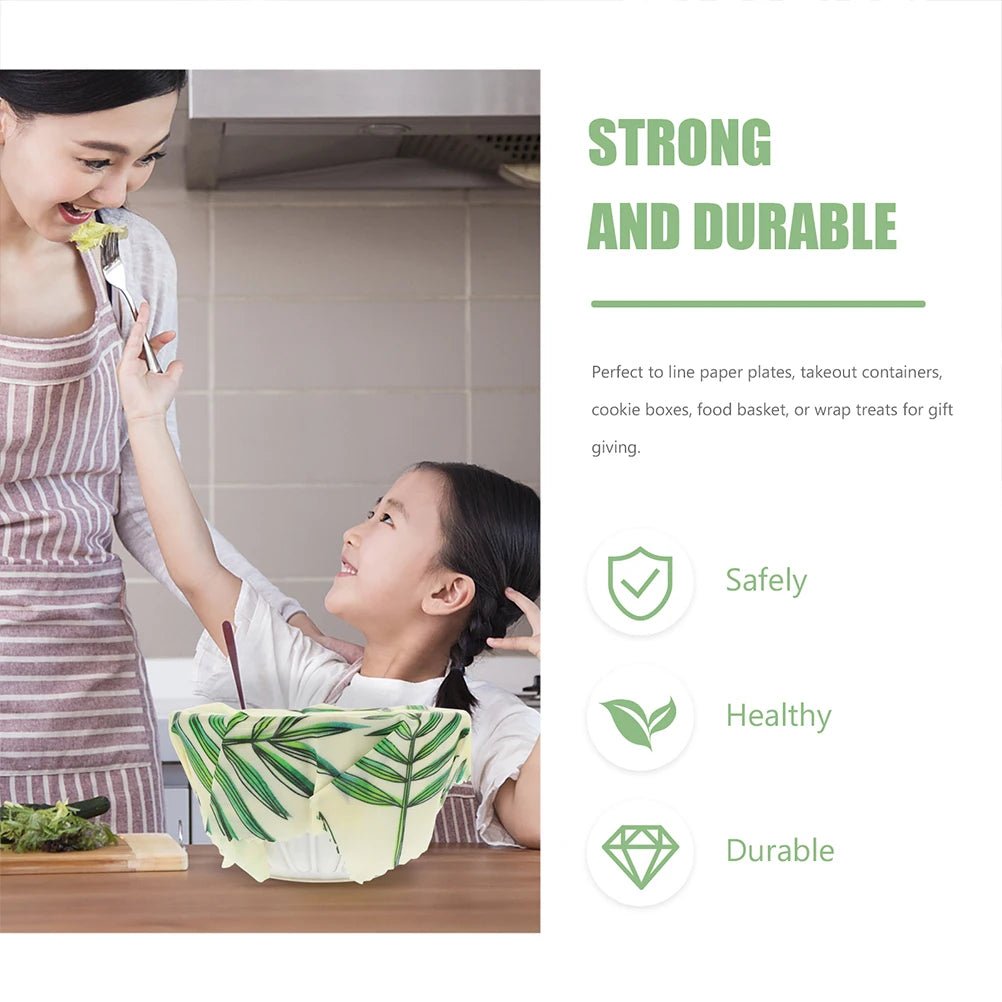 3 Pcs Food Wraps Organic Cotton Wax Food Beeswax Paper Paper Reusable Sandwich Green Leaf Storing Bread Avocado Cheese - Regenerative Marketplace