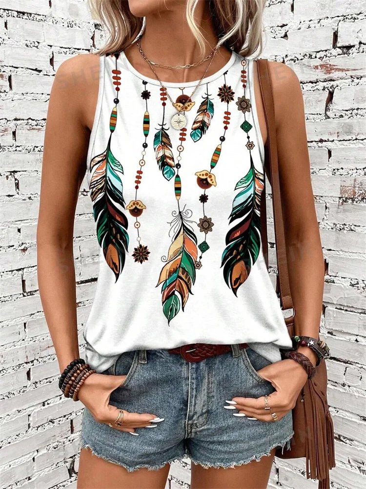 Outdoor Street Fashion Women's Sleeveless T-shirt Summer Casual Daily Crew Neck Tank Top Leopard Print Women's Elegant Tank Top - Regenerative Marketplace