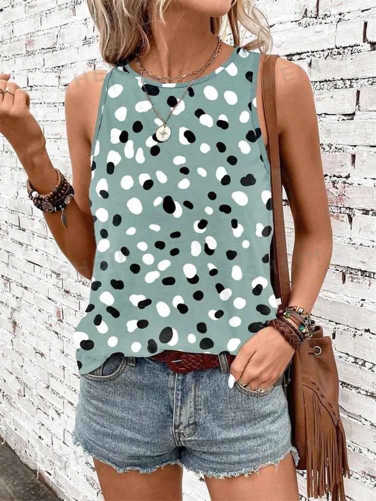Outdoor Street Fashion Women's Sleeveless T-shirt Summer Casual Daily Crew Neck Tank Top Leopard Print Women's Elegant Tank Top - Regenerative Marketplace