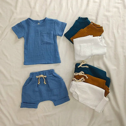 Organic Cotton Baby Clothes Set Summer Casual Tops Shorts For Boys Girls Set Unisex Toddlers 2 Pieces Kids Baby Outifs Clothing - Regenerative Marketplace