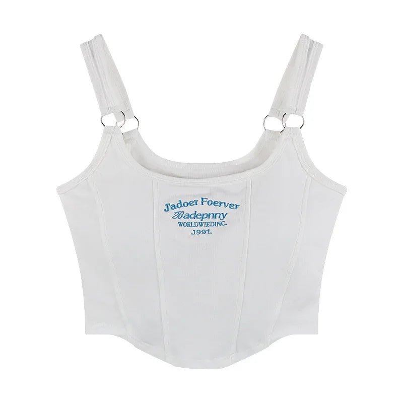 1pc Letter Print Cotton Women Small Breast Bras Hot Girls Wear Casual Slim Underwear Padded Camisole Top - Regenerative Marketplace