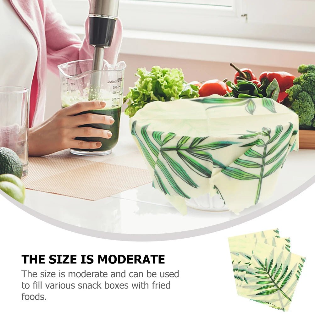 3 Pcs Food Wraps Organic Cotton Wax Food Beeswax Paper Paper Reusable Sandwich Green Leaf Storing Bread Avocado Cheese - Regenerative Marketplace