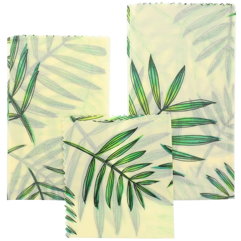 3 Pcs Food Wraps Organic Cotton Wax Food Beeswax Paper Paper Reusable Sandwich Green Leaf Storing Bread Avocado Cheese - Regenerative Marketplace