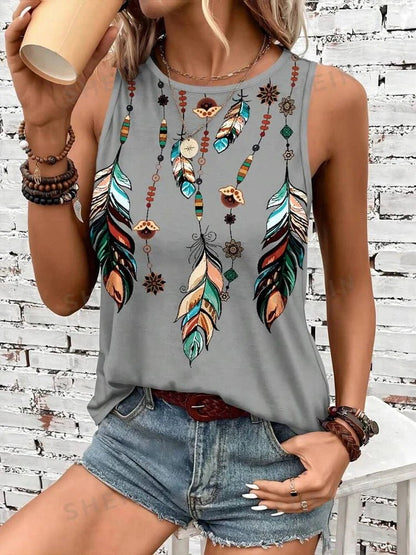 Outdoor Street Fashion Women's Sleeveless T-shirt Summer Casual Daily Crew Neck Tank Top Leopard Print Women's Elegant Tank Top - Regenerative Marketplace