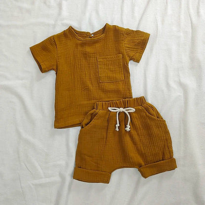 Organic Cotton Baby Clothes Set Summer Casual Tops Shorts For Boys Girls Set Unisex Toddlers 2 Pieces Kids Baby Outifs Clothing - Regenerative Marketplace