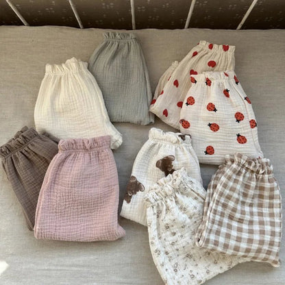Organic Cotton Toddlers Baby Pants Newborn Spring Summer Cute Print Soft Muslin Clothes Pantalons Capris - Regenerative Marketplace