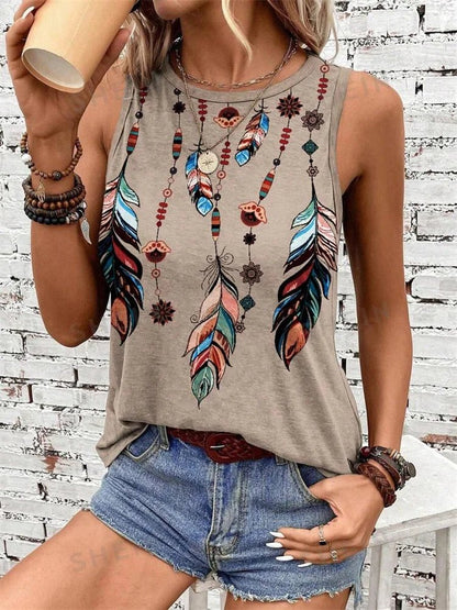 Outdoor Street Fashion Women's Sleeveless T-shirt Summer Casual Daily Crew Neck Tank Top Leopard Print Women's Elegant Tank Top - Regenerative Marketplace
