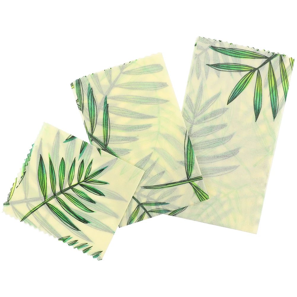 3 Pcs Food Wraps Organic Cotton Wax Food Beeswax Paper Paper Reusable Sandwich Green Leaf Storing Bread Avocado Cheese - Regenerative Marketplace