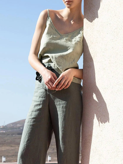 Vintage Cotton Linen Women's Summer Tank Top Sleeveless Harajuku Basic Cuasal Female Top For Girls Camisole Women Clothing - Regenerative Marketplace