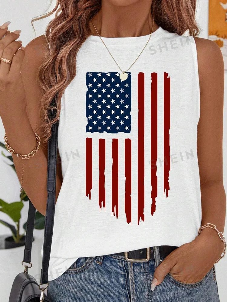Rock Hip Hop Print Women's Tank Top Summer Street Fashion Women's Crew Neck Tank Top Everyday Casual Women's Sleeveless T-shirt - Regenerative Marketplace