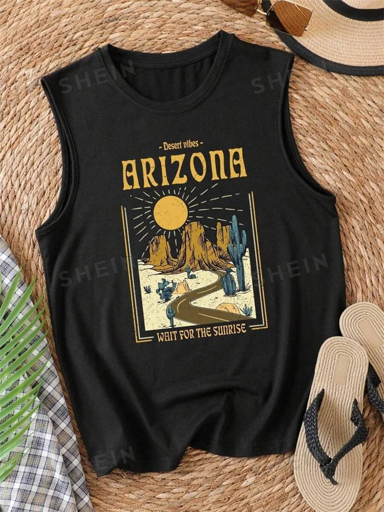 Rock Hip Hop Print Women's Tank Top Summer Street Fashion Women's Crew Neck Tank Top Everyday Casual Women's Sleeveless T-shirt - Regenerative Marketplace