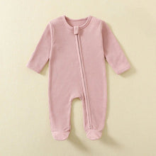 Organic Cotton Baby Rompers Waffle 100% Cotton Infant Boys Girls Jumpsuit Zipper Footed Solid Long - Sleeve Pajamas Sleepsuits - Regenerative Marketplace