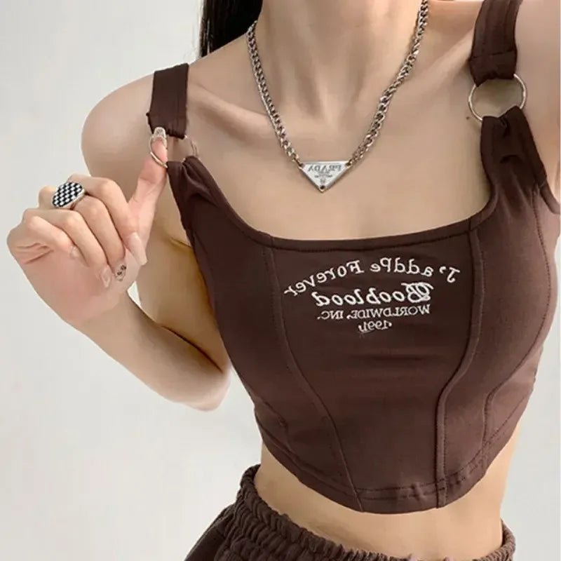 1pc Letter Print Cotton Women Small Breast Bras Hot Girls Wear Casual Slim Underwear Padded Camisole Top - Regenerative Marketplace